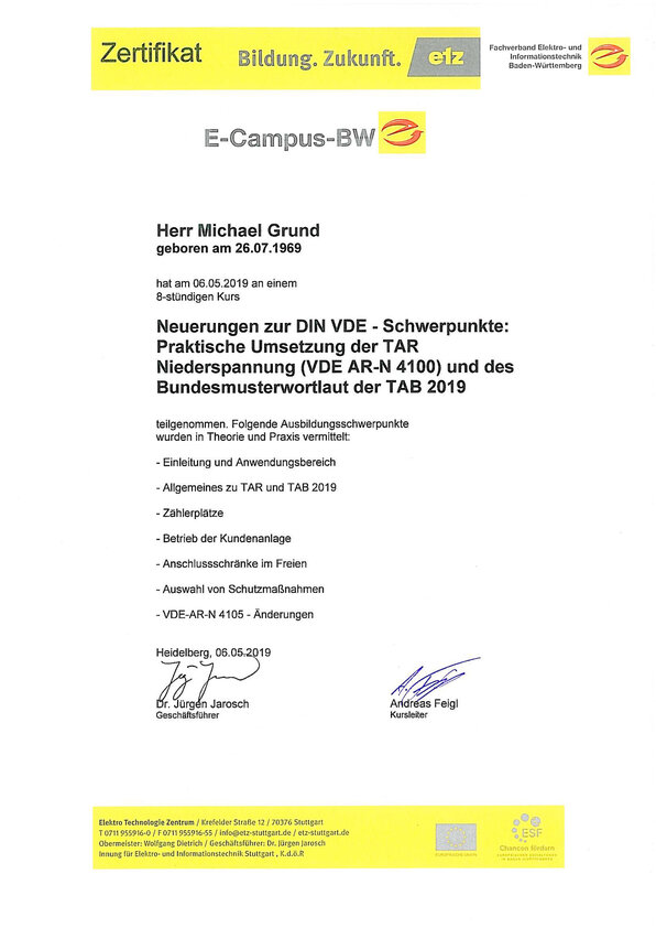 Neuerungen zur DIN VDE, Michael Grund