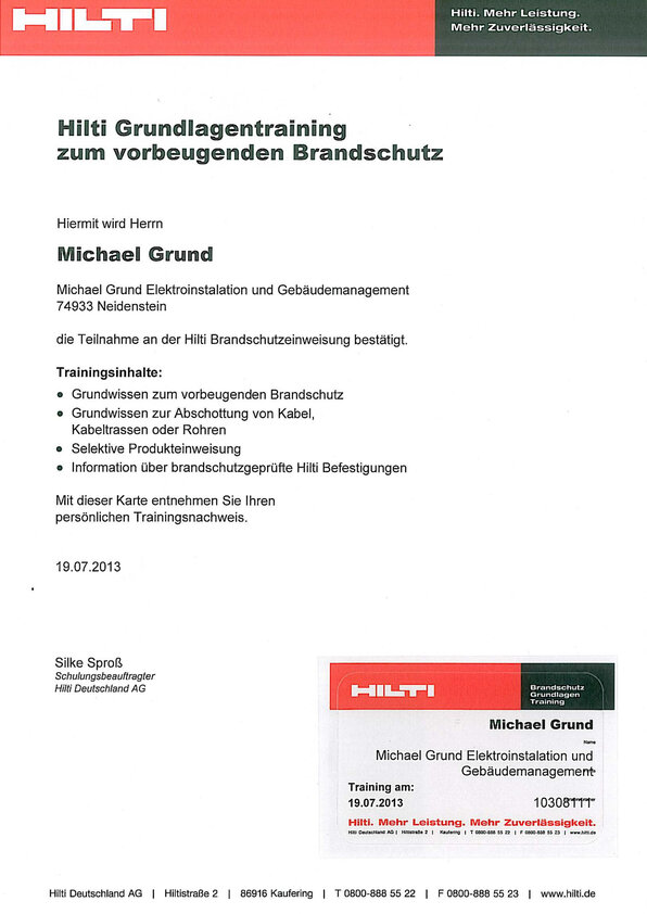 Grundlagentraining zum vorbeugenden Brandschutz, Michael Grund