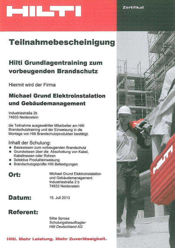 Grundlagentraining zum vorbeugenden Brandschutz