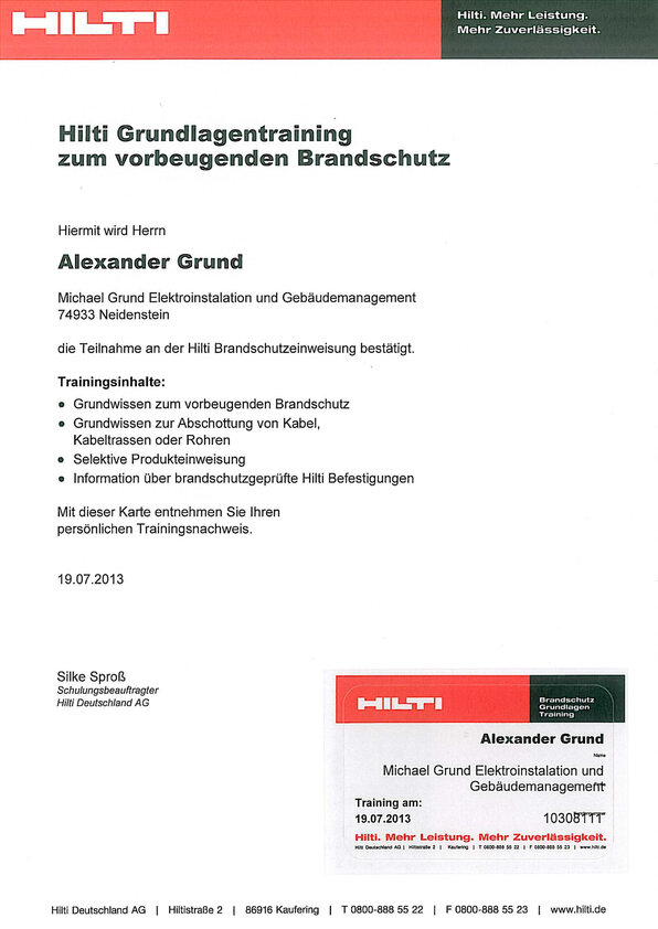 Grundlagentraining zum vorbeugenden Brandschutz, Alexander Grund
